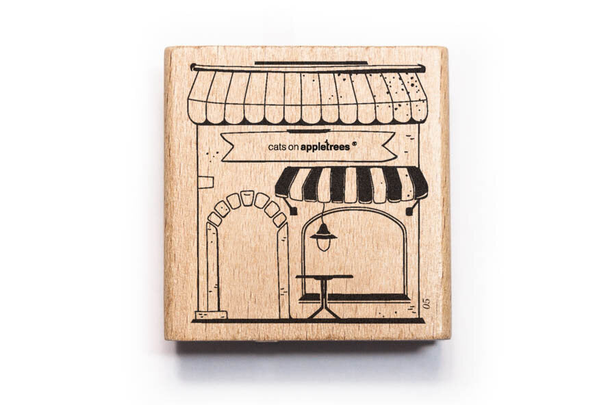 Cats on Appletrees Stamp - Shop Flywheel Stationery Tasmania