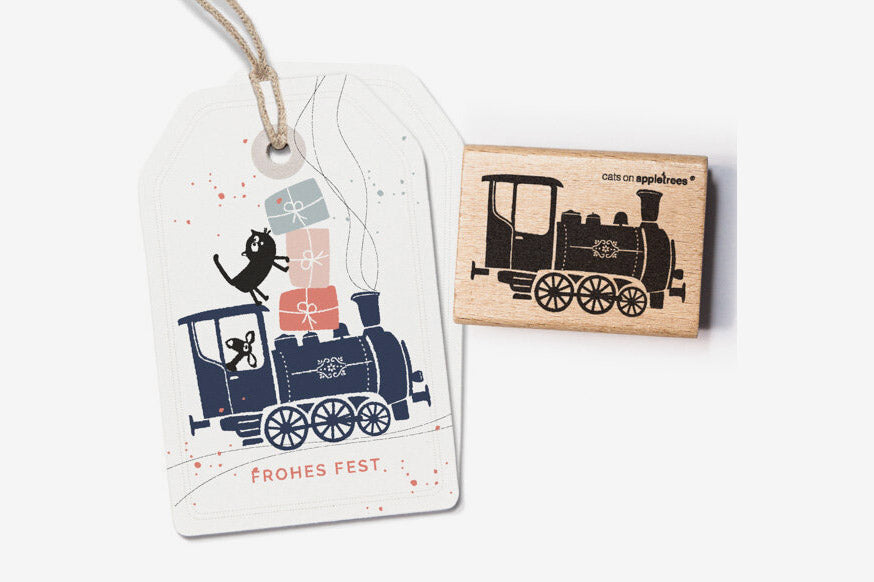 Cats on Appletrees Stamp - Steam Engine