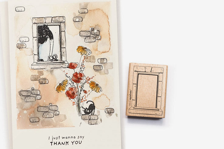 Cats on Appletrees Stamp - Stone Window