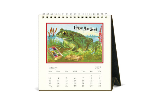 Cavallini 2027 Desk Calendar - Frogs & Friends