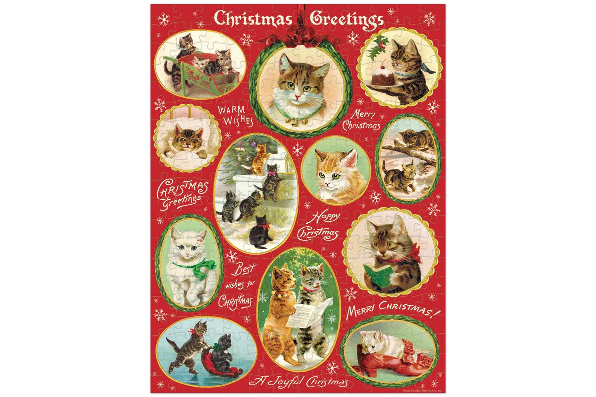 Cavallini 240 Piece Puzzle - Christmas Cats General Flywheel Stationery Tasmania