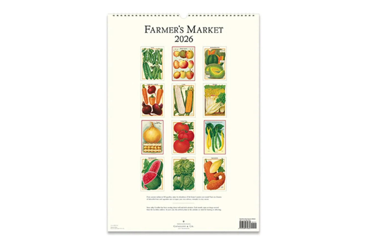 Cavallini 2026 Wall Calendar - Farmer's Market | Flywheel | Stationery | Tasmania