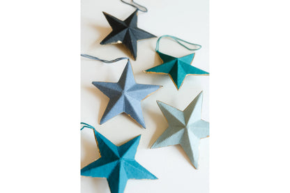 East End Press Pack of 5 Screen-Printed Board Ornaments - Stars