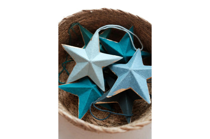 East End Press Pack of 5 Screen-Printed Board Ornaments - Stars