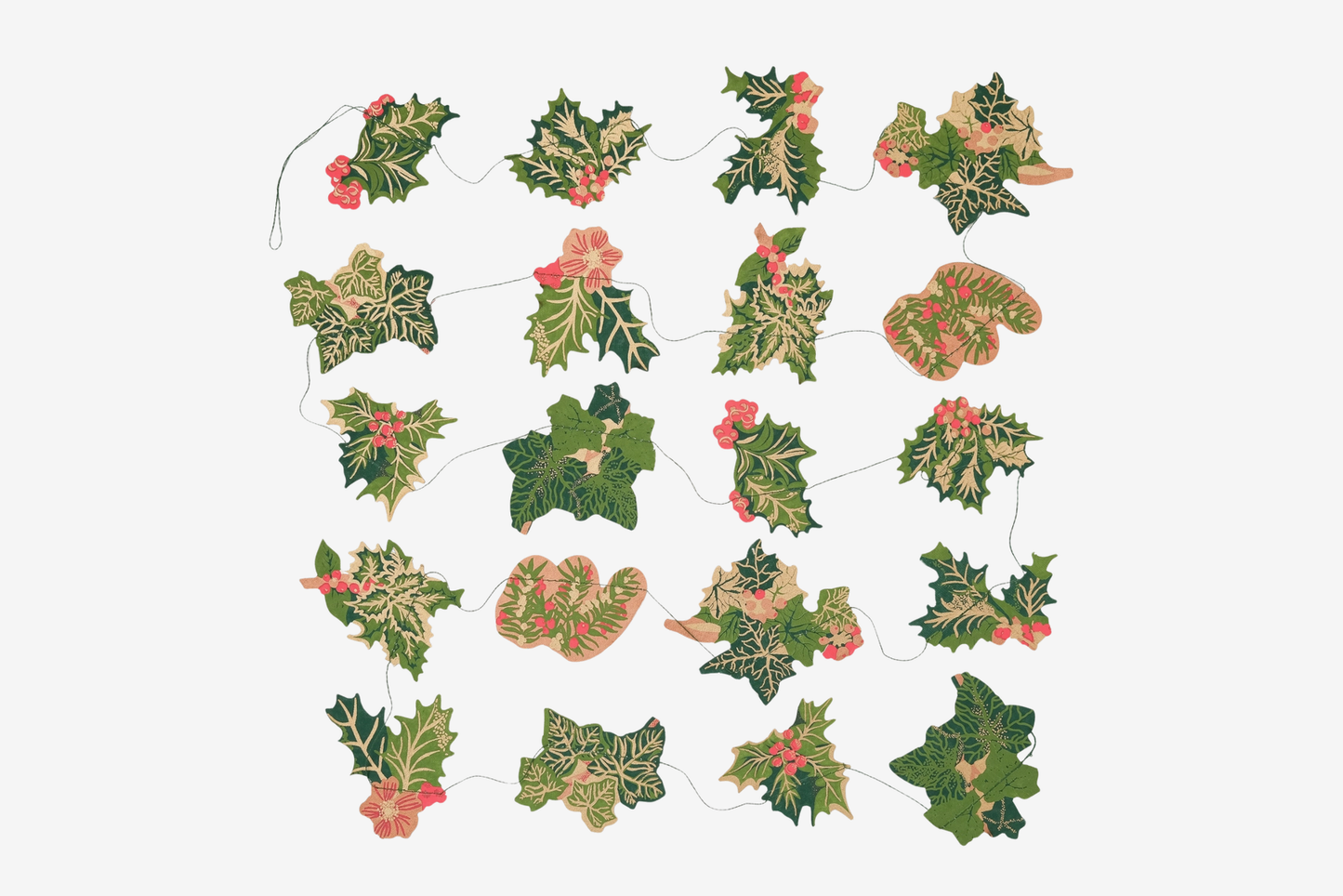 East End Press Sewn Garland - Holly and Ivy | Flywheel | Stationery | Tasmania