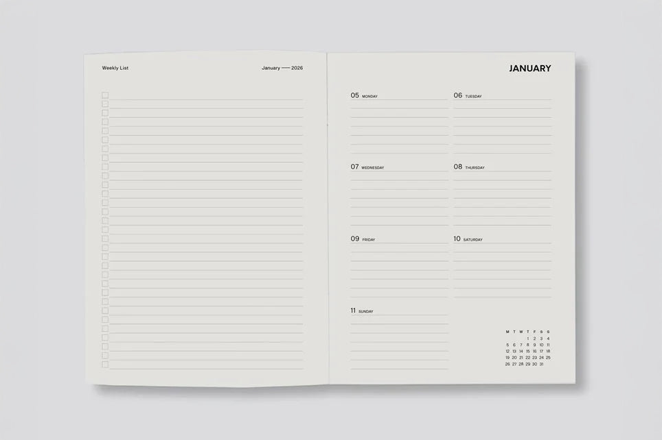 Father Rabbit 2026 Weekly Diary - Prussian Blue Floral | Flywheel | Stationery | Tasmania