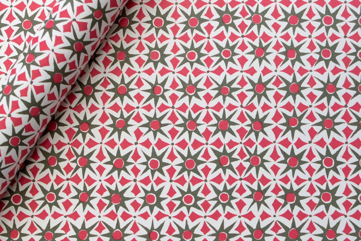 Cambridge Imprint Gift Wrap - Alhambra Green & Pink | Flywheel | Stationery | Tasmania