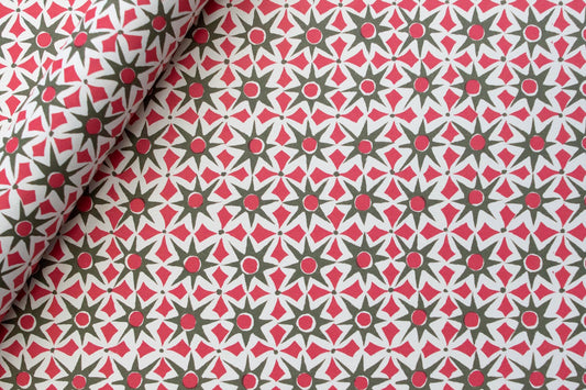Cambridge Imprint Gift Wrap - Alhambra Green & Pink | Flywheel | Stationery | Tasmania