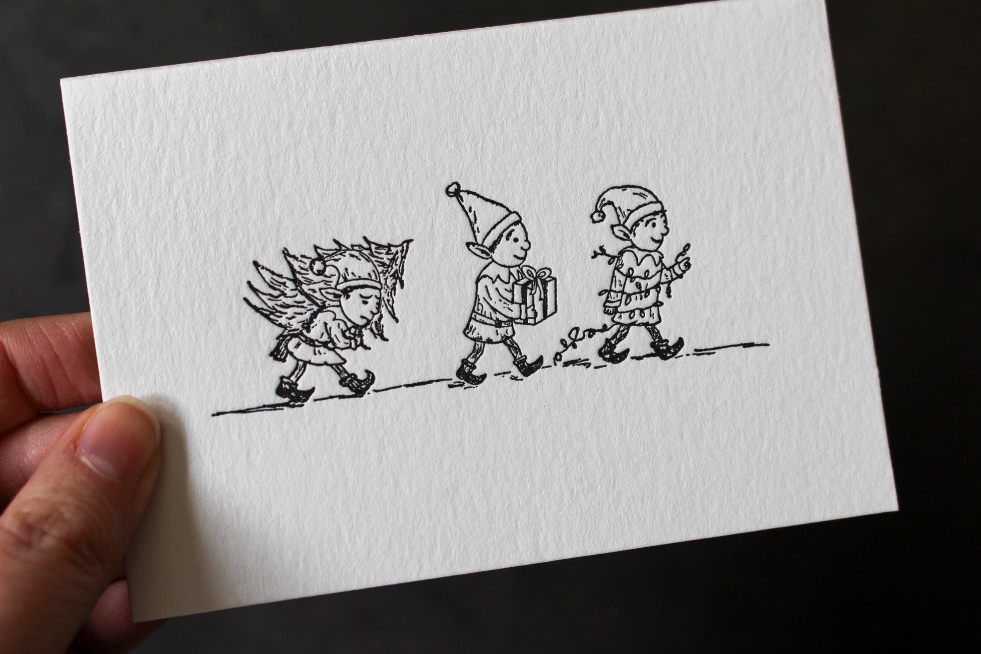Letterpress Christmas Notecard Box Set - Christmas Elves | Flywheel | Stationery | Tasmania