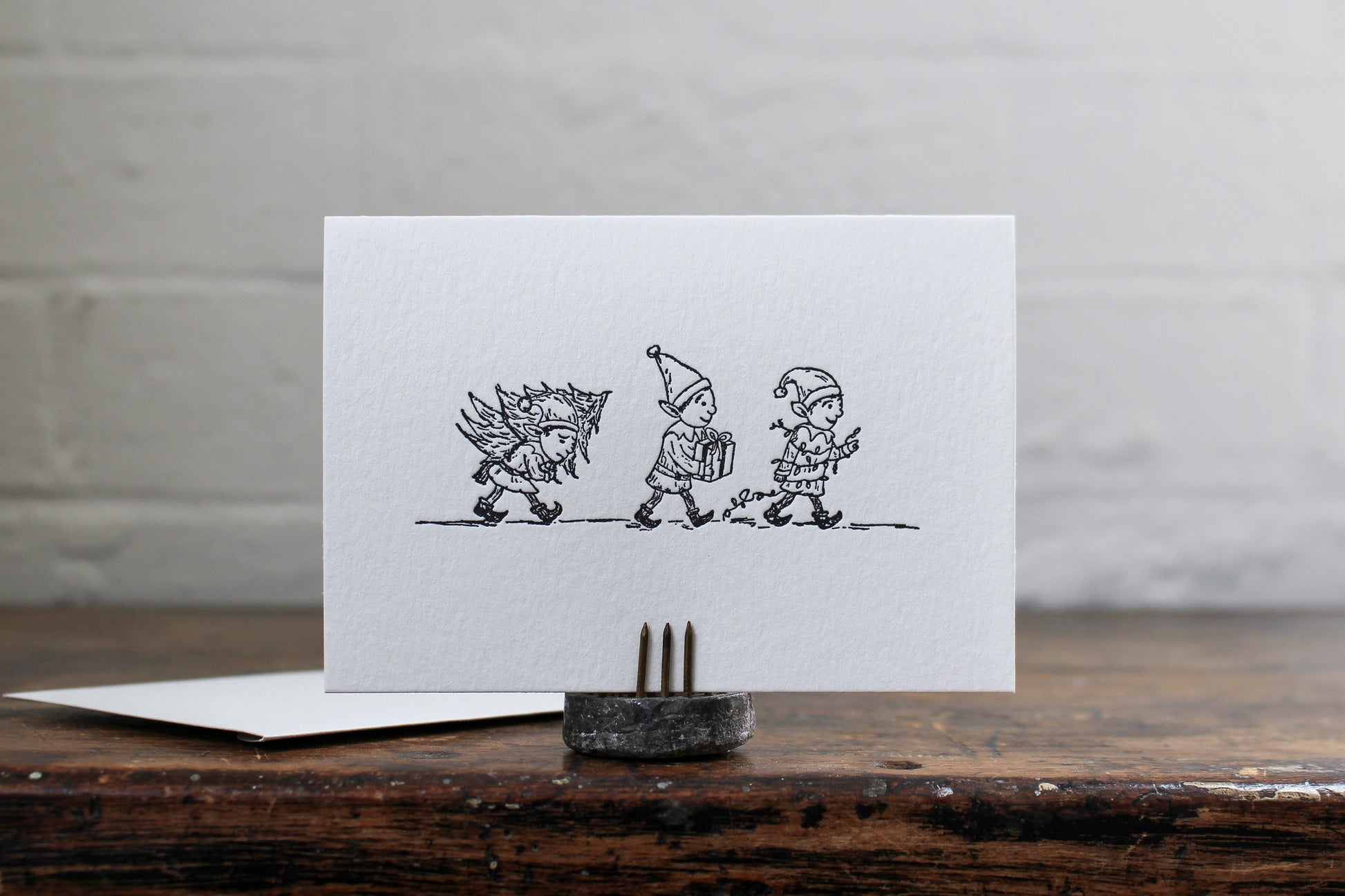 Letterpress Christmas Notecard Box Set - Christmas Elves | Flywheel | Stationery | Tasmania