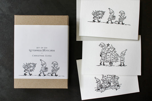 Letterpress Christmas Notecard Box Set - Christmas Elves | Flywheel | Stationery | Tasmania
