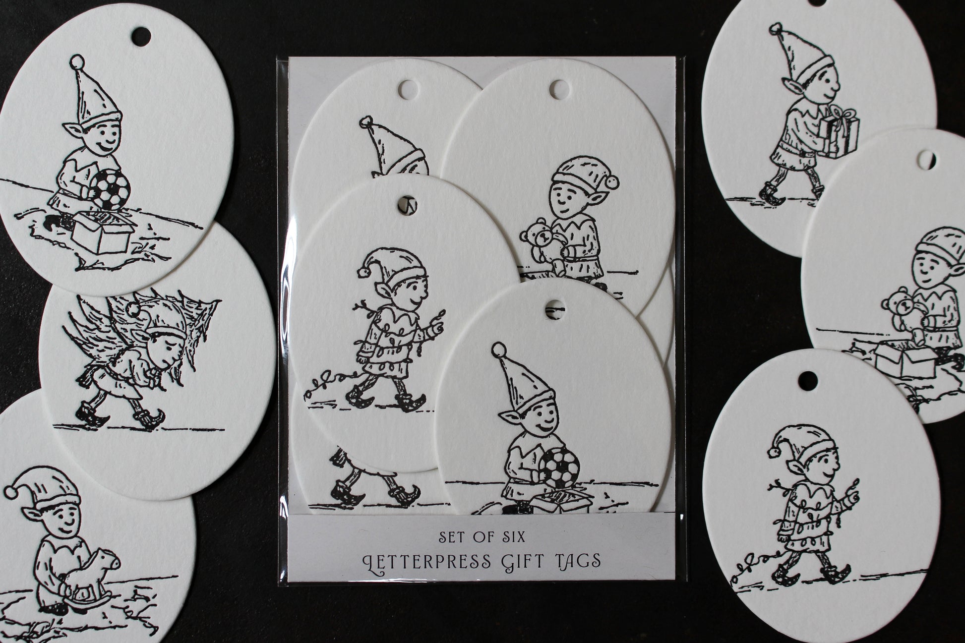 Letterpress Christmas Tags - Christmas Elves | Flywheel | Stationery | Tasmania