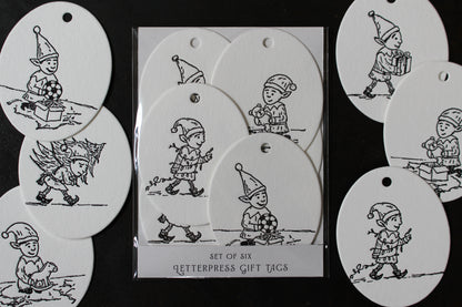 Letterpress Christmas Tags - Christmas Elves | Flywheel | Stationery | Tasmania