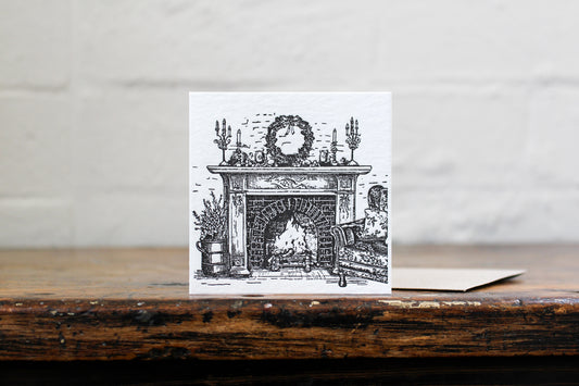 Letterpress Christmas Notecard - Fireplace | Flywheel | Stationery | Tasmania