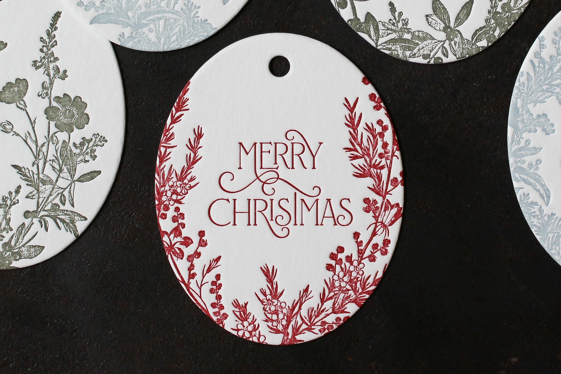 Letterpress Christmas Tags - Christmas Botanicals | Flywheel | Stationery | Tasmania