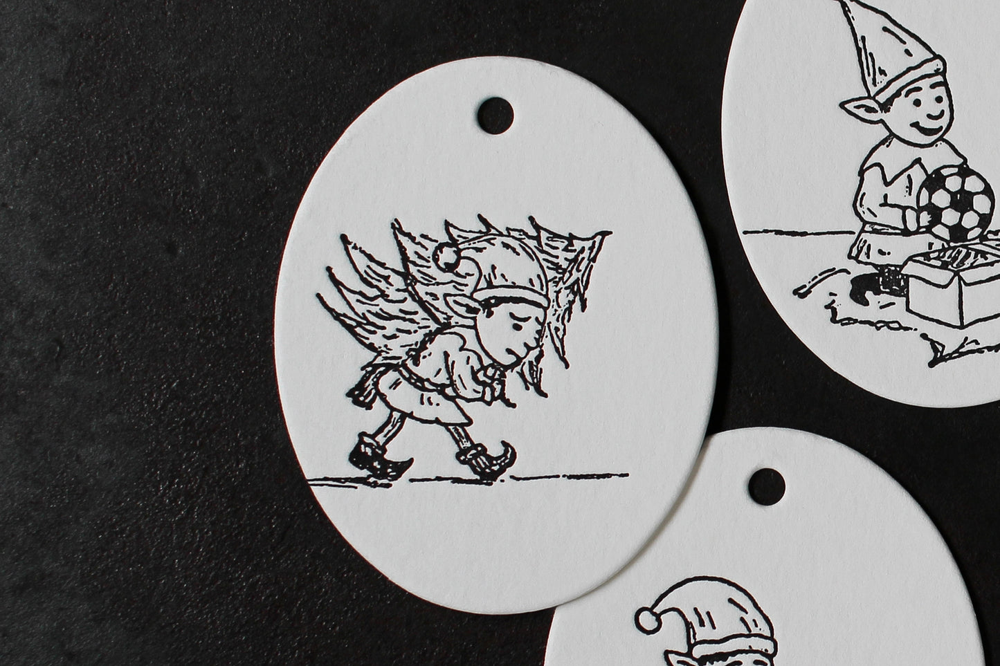 Letterpress Christmas Tags - Christmas Elves | Flywheel | Stationery | Tasmania