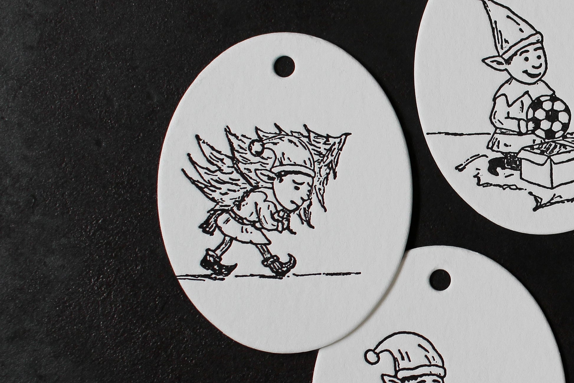 Letterpress Christmas Tags - Christmas Elves | Flywheel | Stationery | Tasmania