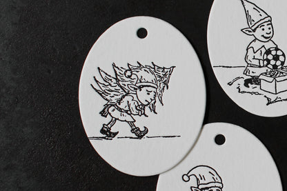 Letterpress Christmas Tags - Christmas Elves | Flywheel | Stationery | Tasmania