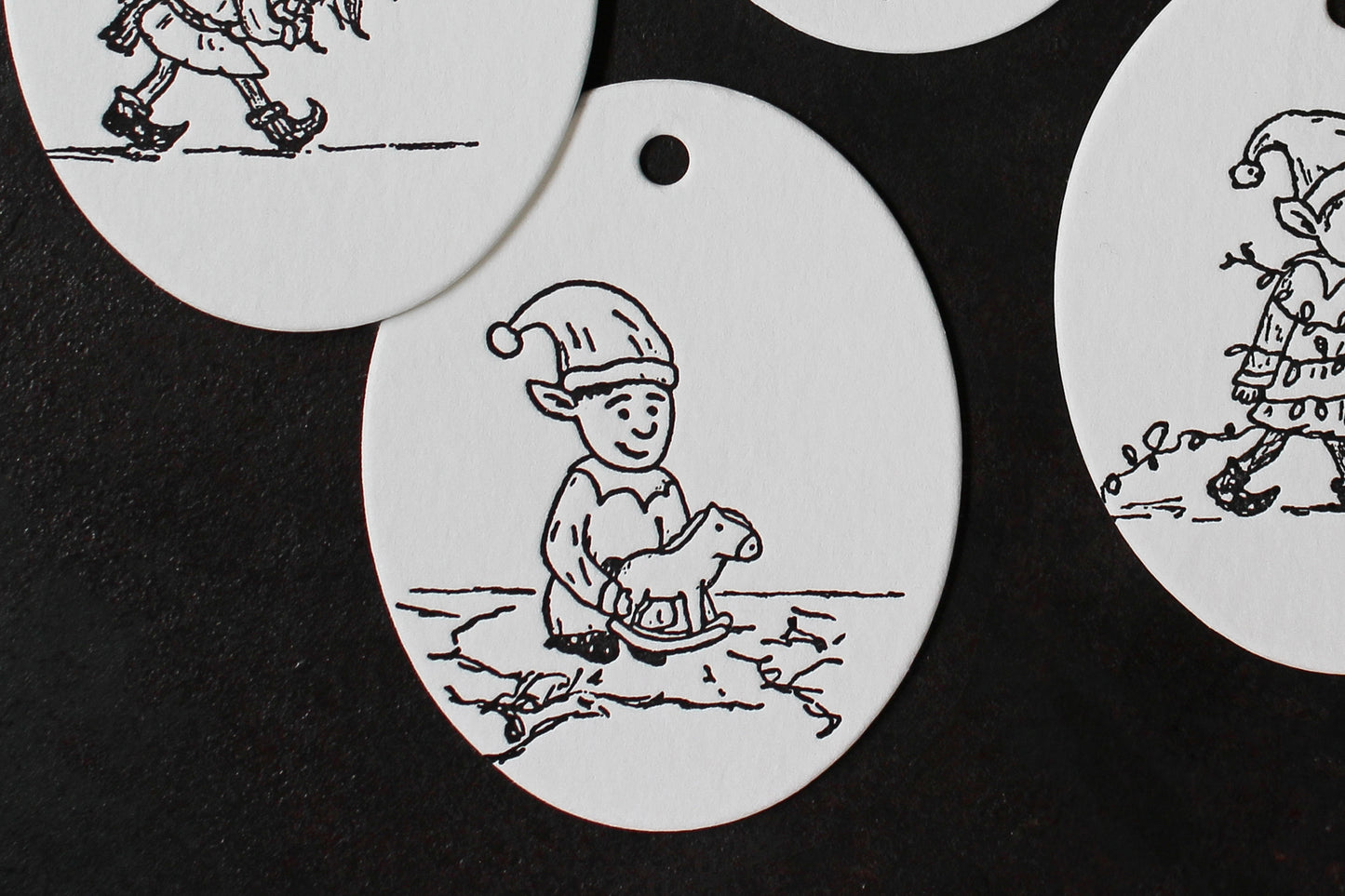 Letterpress Christmas Tags - Christmas Elves | Flywheel | Stationery | Tasmania