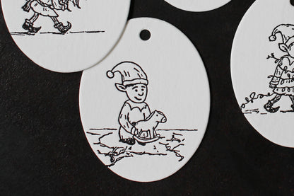 Letterpress Christmas Tags - Christmas Elves | Flywheel | Stationery | Tasmania