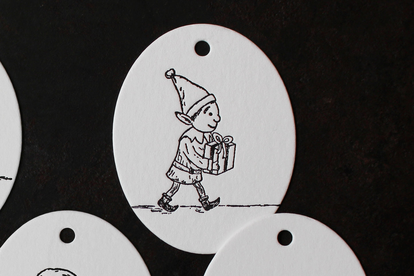 Letterpress Christmas Tags - Christmas Elves | Flywheel | Stationery | Tasmania
