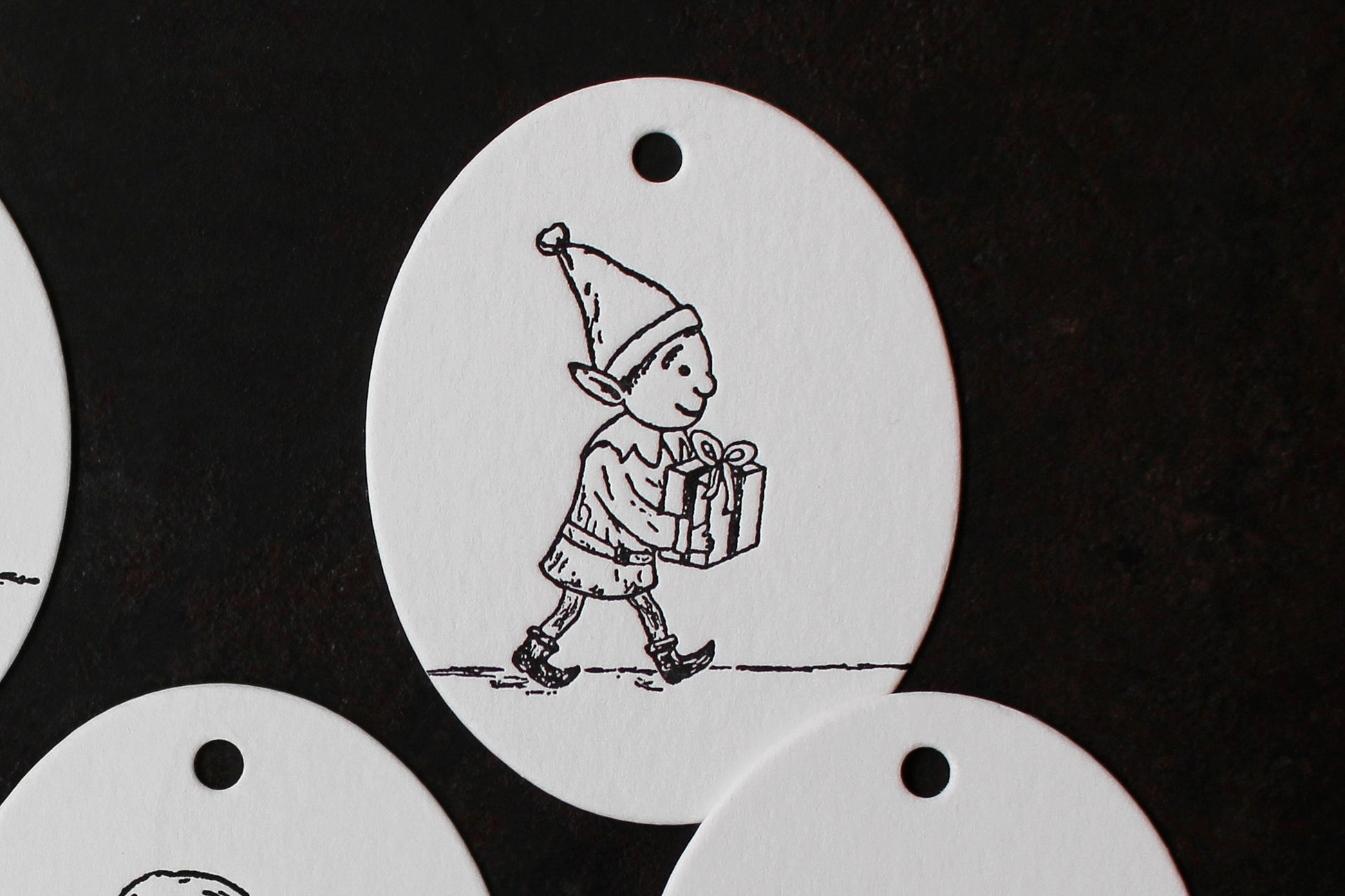 Letterpress Christmas Tags - Christmas Elves | Flywheel | Stationery | Tasmania