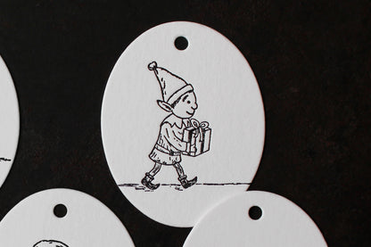 Letterpress Christmas Tags - Christmas Elves | Flywheel | Stationery | Tasmania