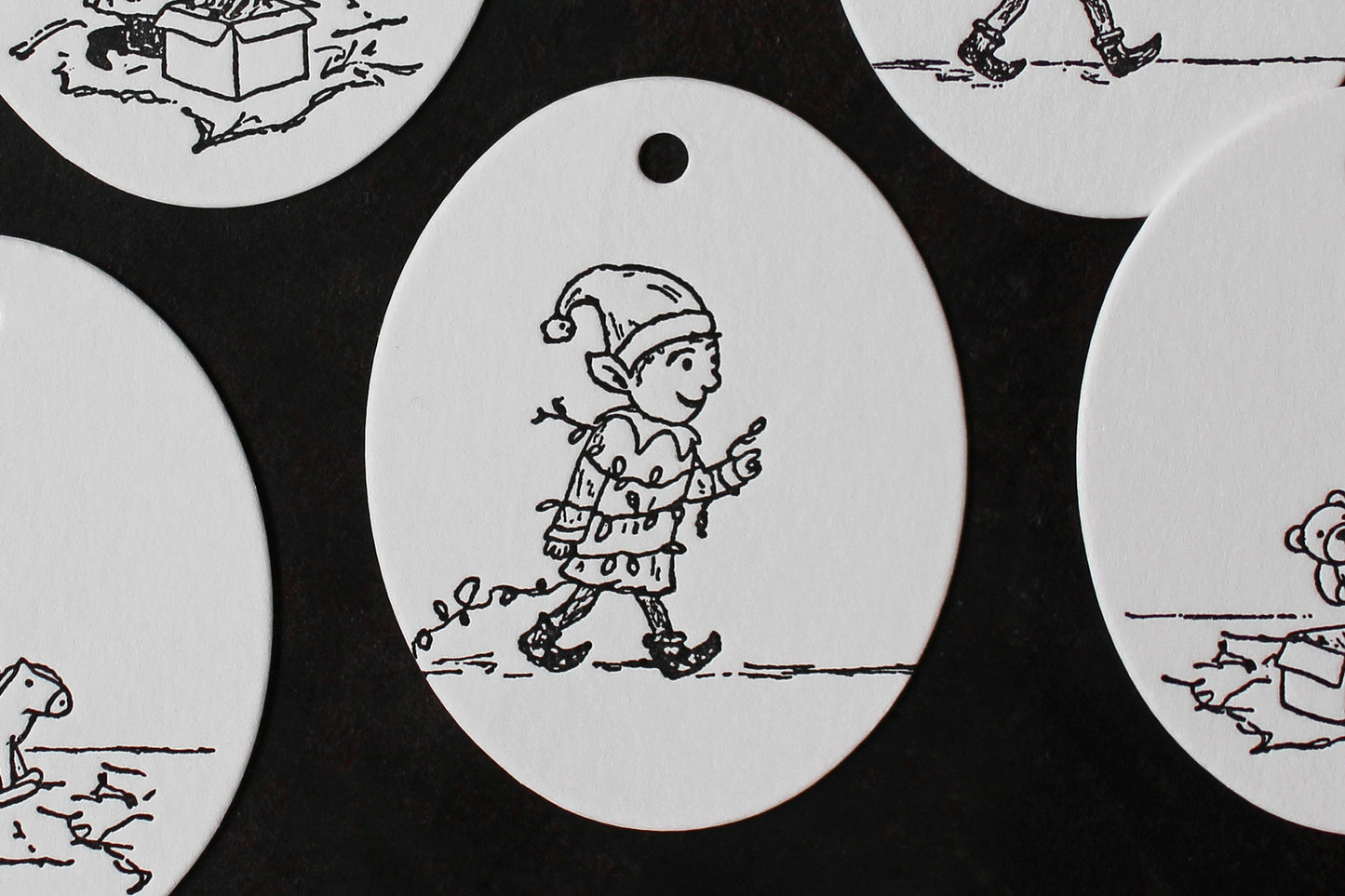 Letterpress Christmas Tags - Christmas Elves | Flywheel | Stationery | Tasmania