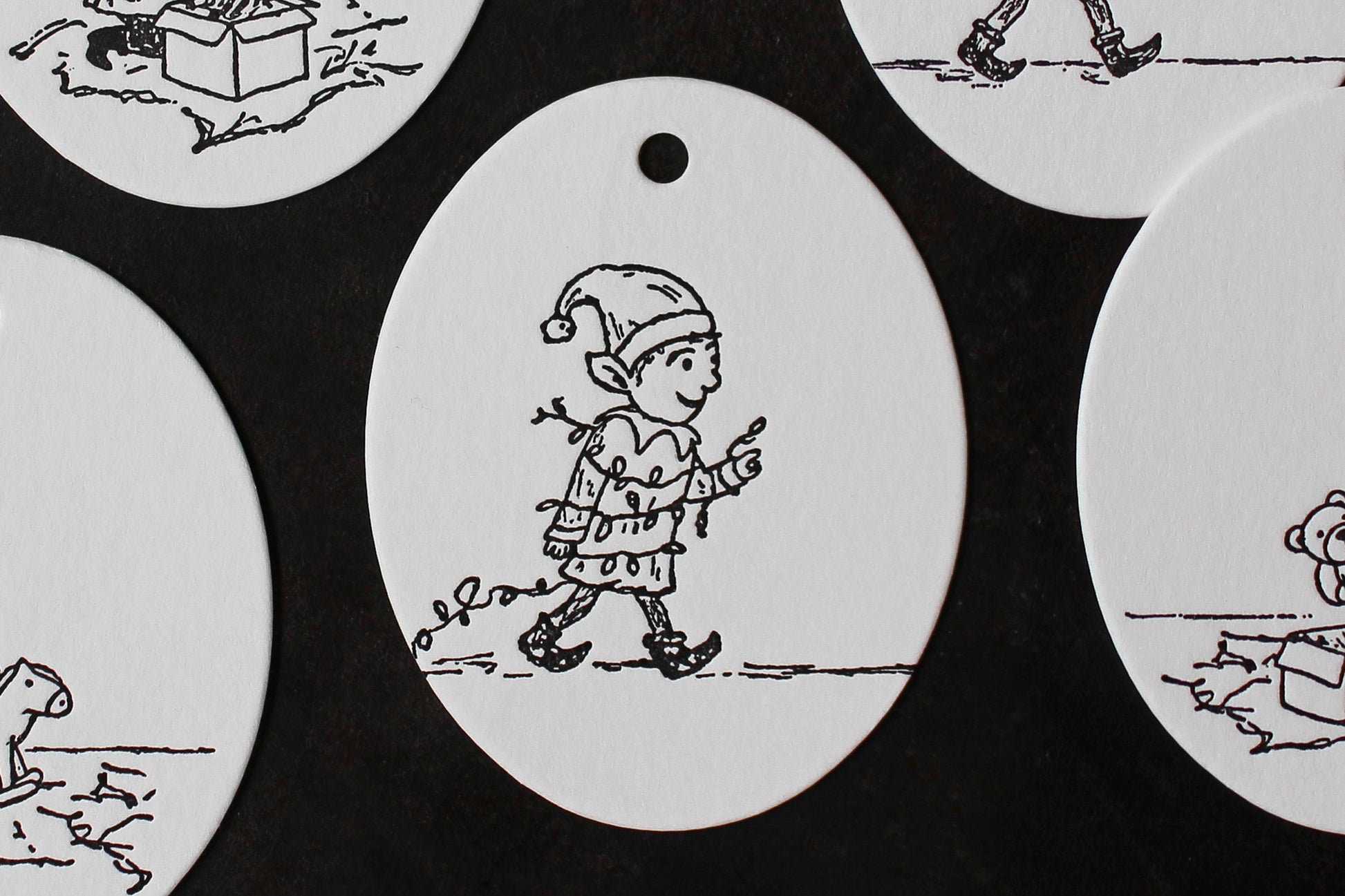 Letterpress Christmas Tags - Christmas Elves | Flywheel | Stationery | Tasmania