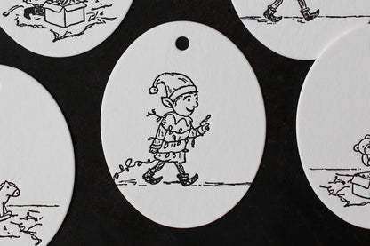 Letterpress Christmas Tags - Christmas Elves | Flywheel | Stationery | Tasmania