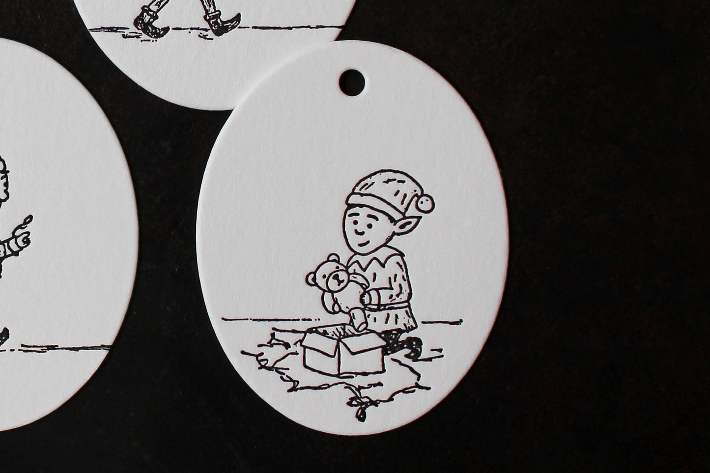 Letterpress Christmas Tags - Christmas Elves | Flywheel | Stationery | Tasmania
