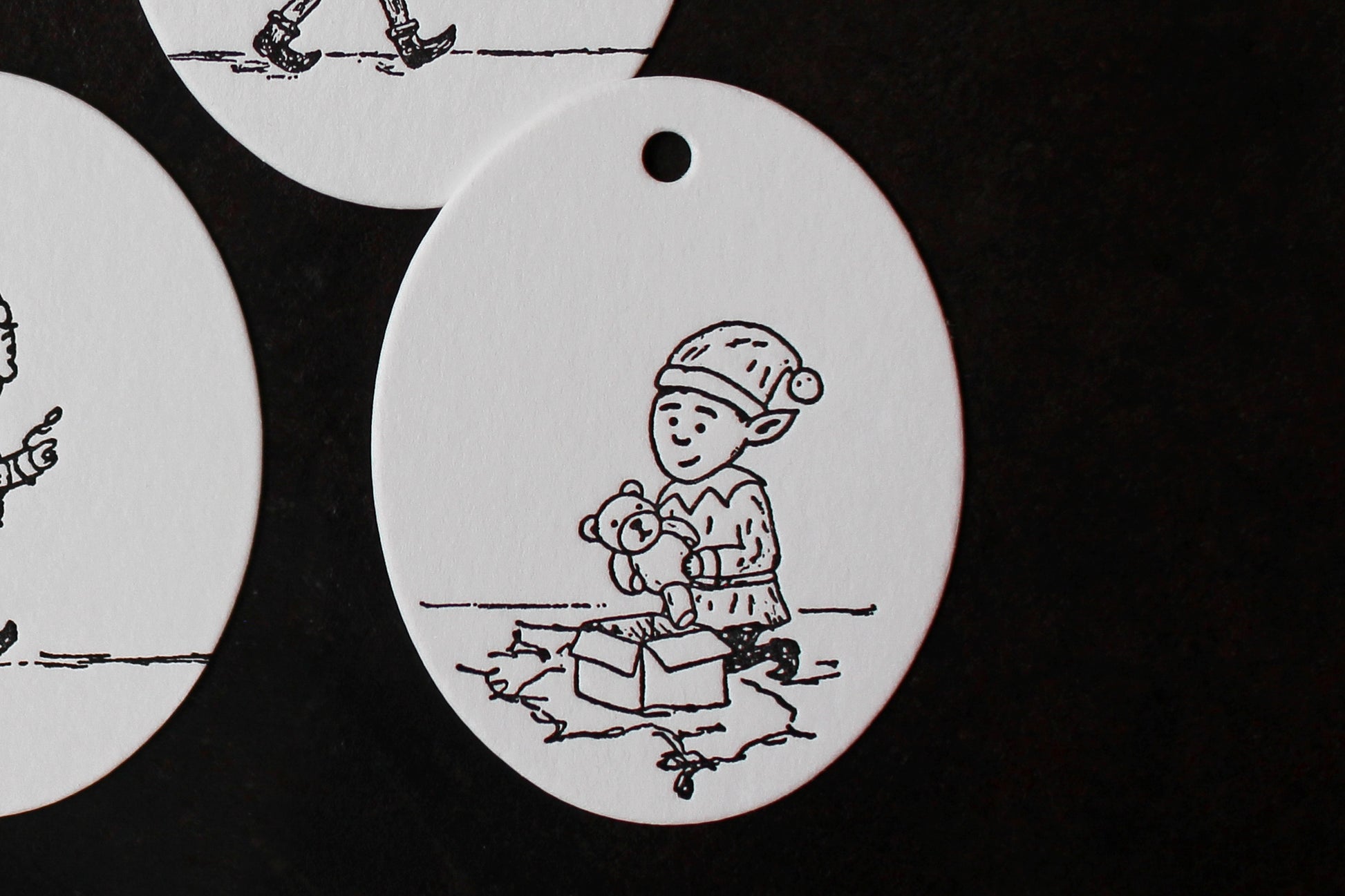 Letterpress Christmas Tags - Christmas Elves | Flywheel | Stationery | Tasmania