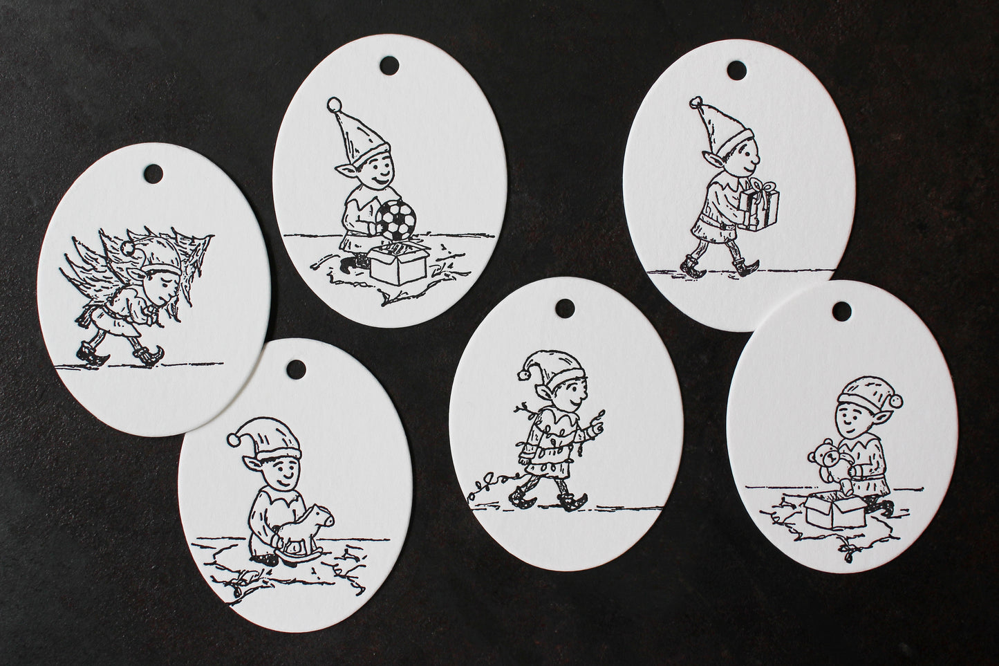 Letterpress Christmas Tags - Christmas Elves | Flywheel | Stationery | Tasmania