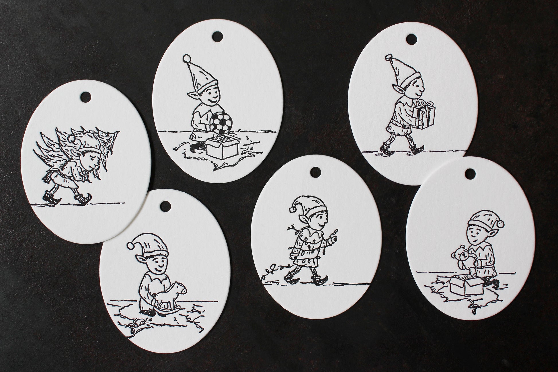 Letterpress Christmas Tags - Christmas Elves | Flywheel | Stationery | Tasmania