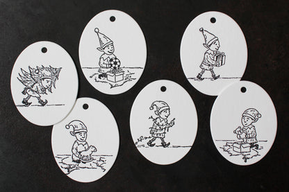 Letterpress Christmas Tags - Christmas Elves | Flywheel | Stationery | Tasmania