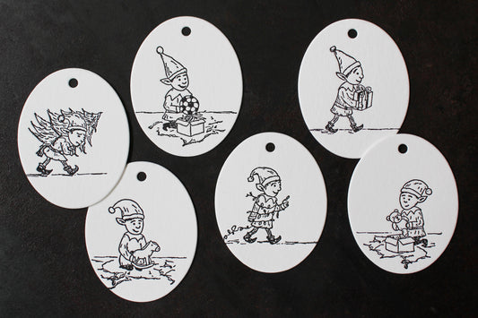 Letterpress Christmas Tags - Christmas Elves | Flywheel | Stationery | Tasmania
