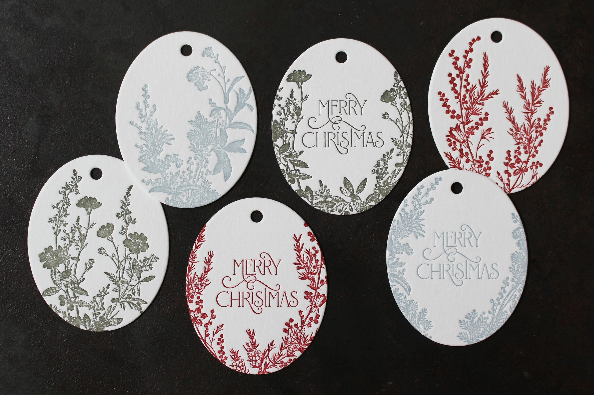 Letterpress Christmas Tags - Christmas Botanicals | Flywheel | Stationery | Tasmania
