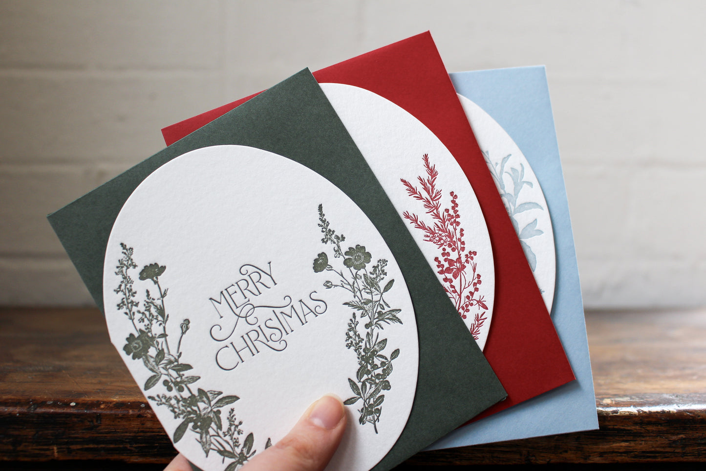 Letterpress Christmas Card - Botanical Red | Flywheel | Stationery | Tasmania