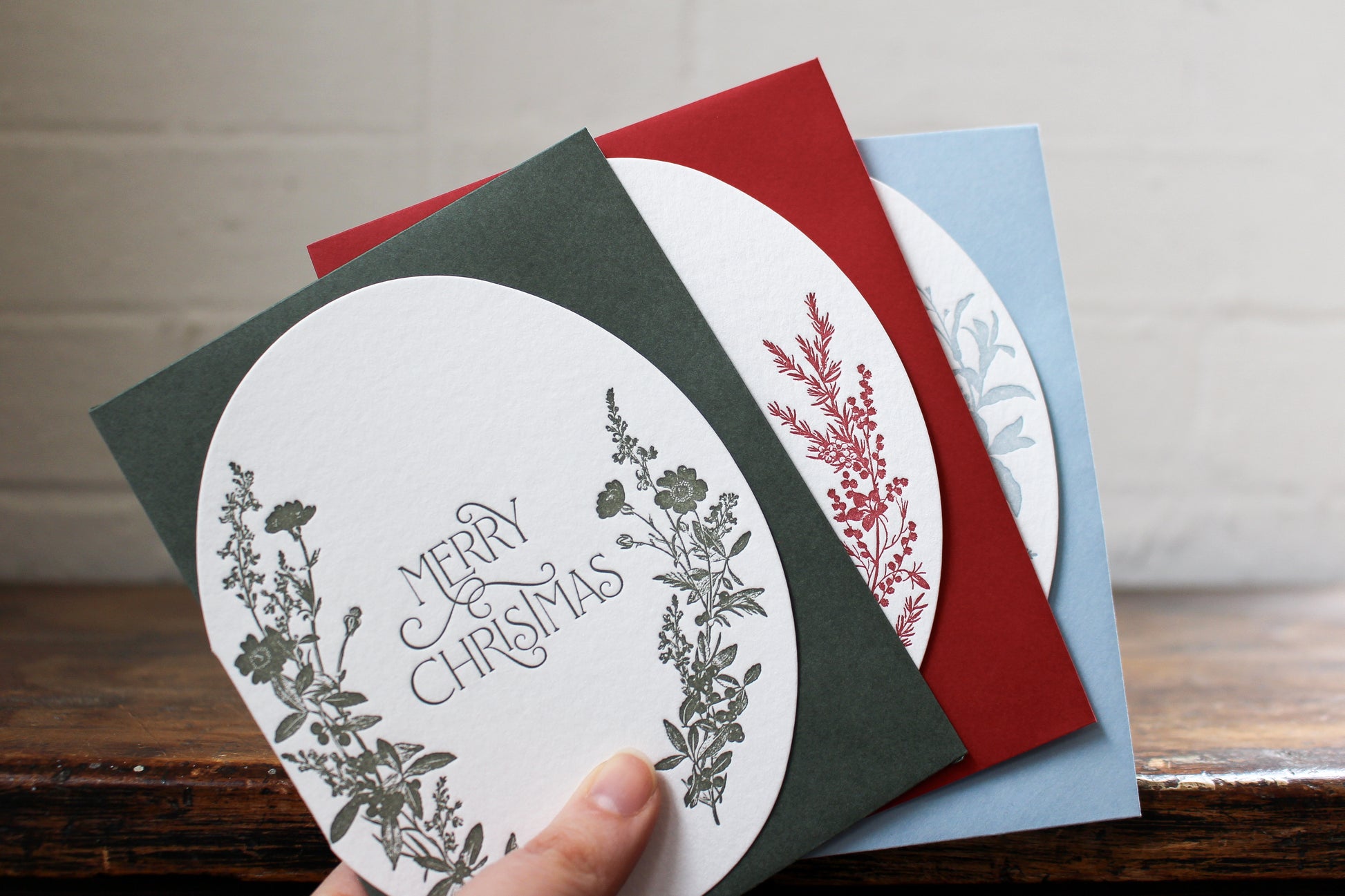 Letterpress Christmas Card - Botanical Green | Flywheel | Stationery | Tasmania