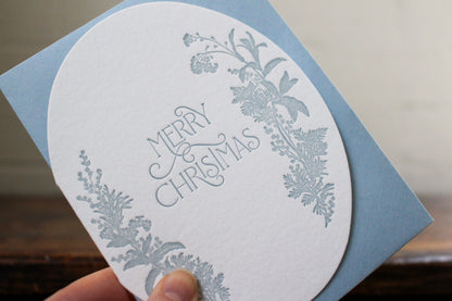 Letterpress Christmas Card - Botanical Blue | Flywheel | Stationery | Tasmania