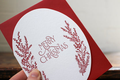 Letterpress Christmas Card - Botanical Red | Flywheel | Stationery | Tasmania