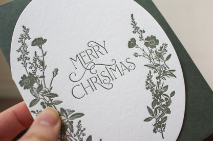 Letterpress Christmas Card - Botanical Green | Flywheel | Stationery | Tasmania