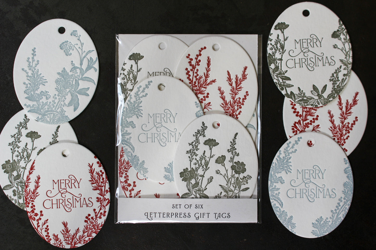 Letterpress Christmas Tags - Christmas Botanicals | Flywheel | Stationery | Tasmania