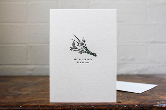 Letterpress Greeting Card - "With deepest sympathy" | Flywheel | Stationery | Tasmania