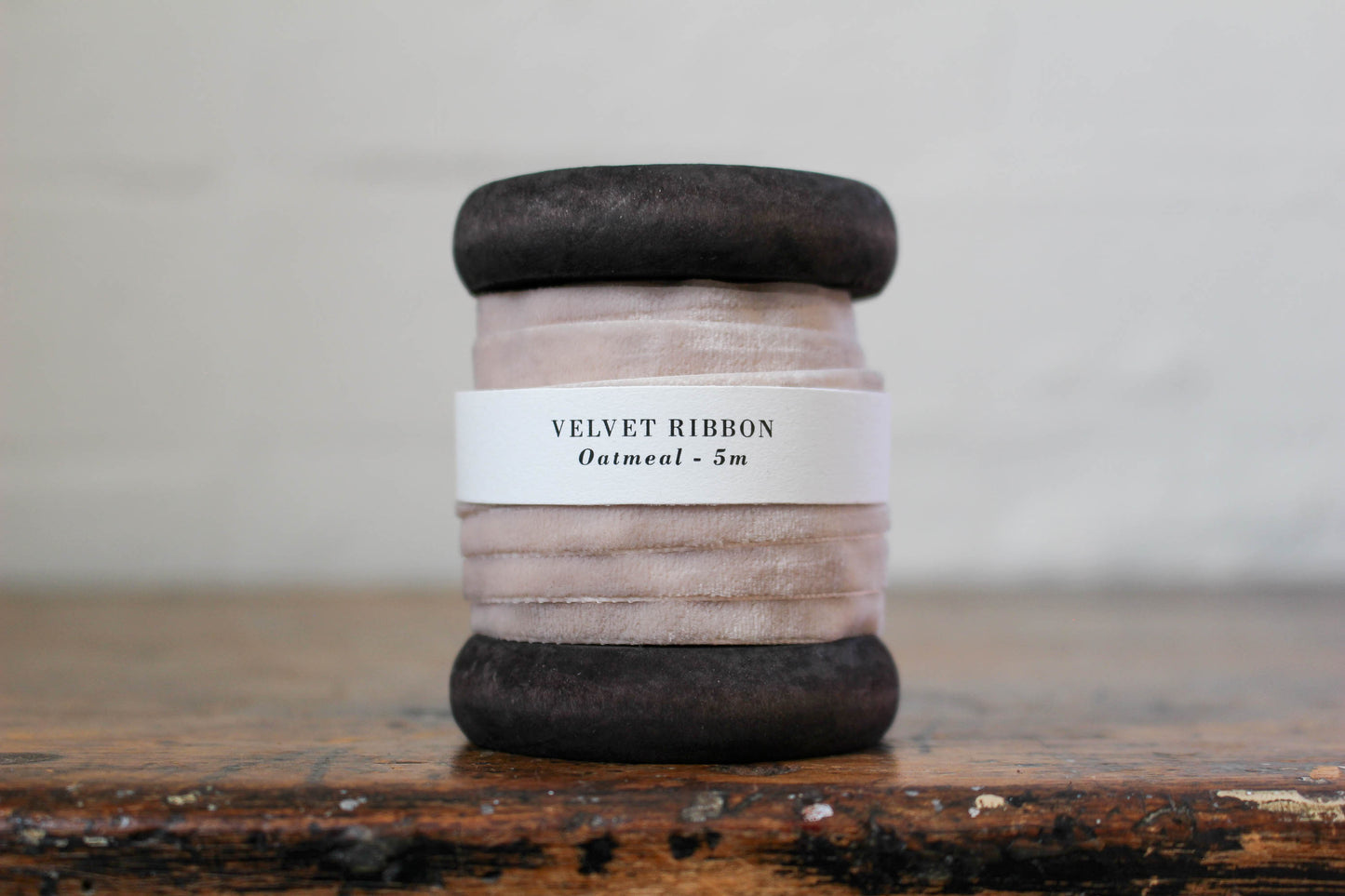 Velvet Ribbon on Wooden Spool - Oatmeal | Flywheel | Stationery | Tasmania