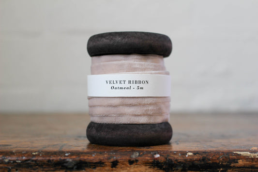 Velvet Ribbon on Wooden Spool - Oatmeal | Flywheel | Stationery | Tasmania