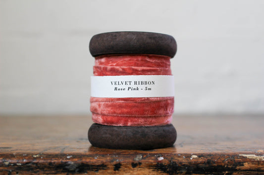 Velvet Ribbon on Wooden Spool - Rose Pink | Flywheel | Stationery | Tasmania