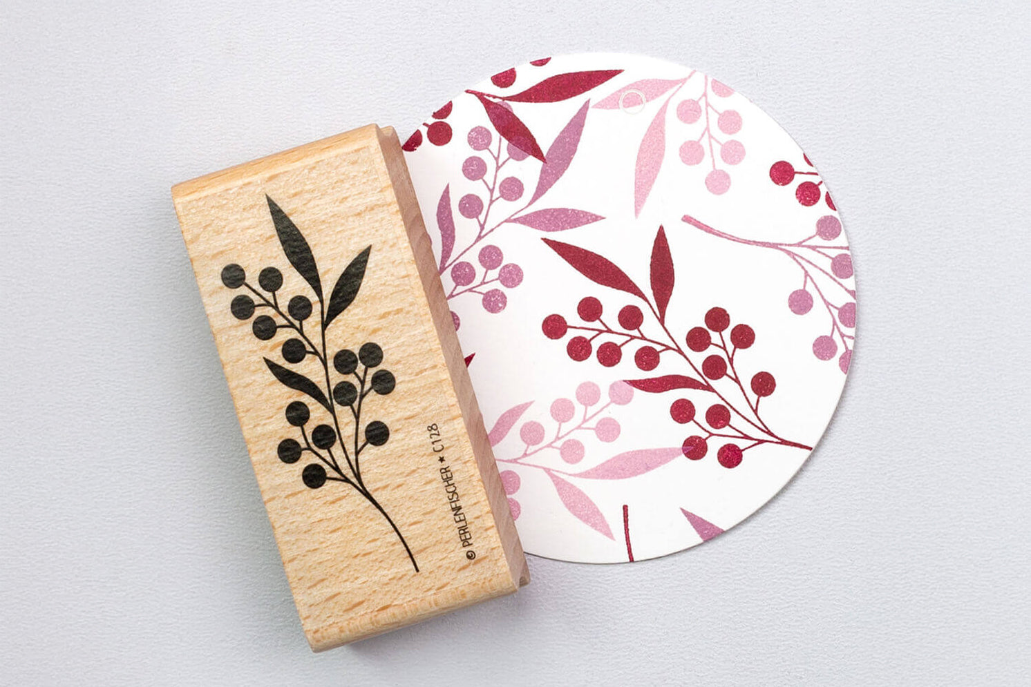 Perlenfischer Rubber Stamp - Wild Berry Branch | Flywheel | Stationery | Tasmania