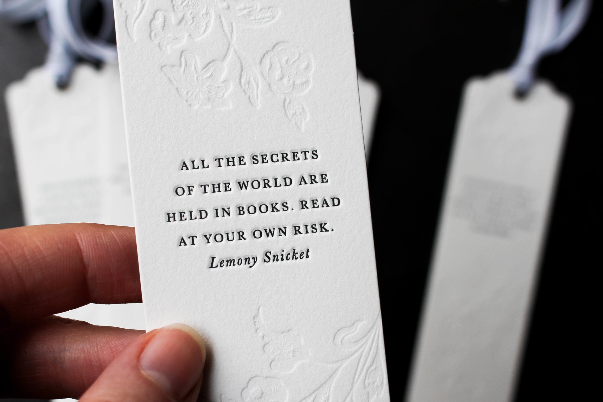 Letterpress Bookmark - Lemony Snicket Secrets Quote | Flywheel | Stationery | Tasmania