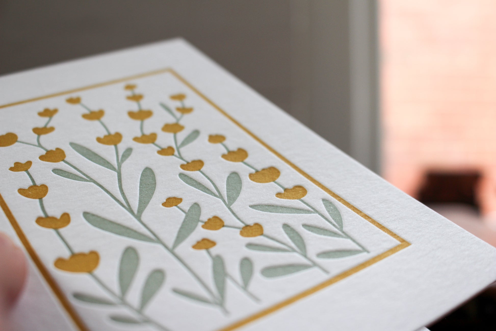 Letterpress Greeting Card - Yellow Framed Flowers | Flywheel | Stationery | Tasmania